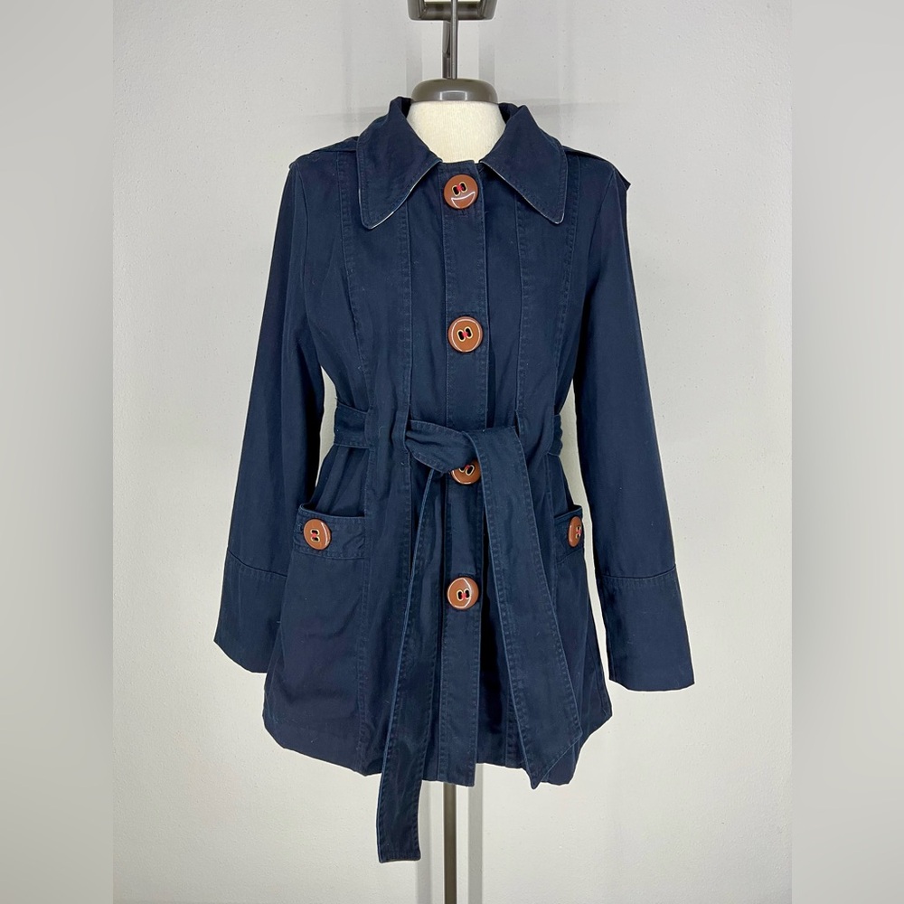 Trovata Navy Blue Trench Coat Size M